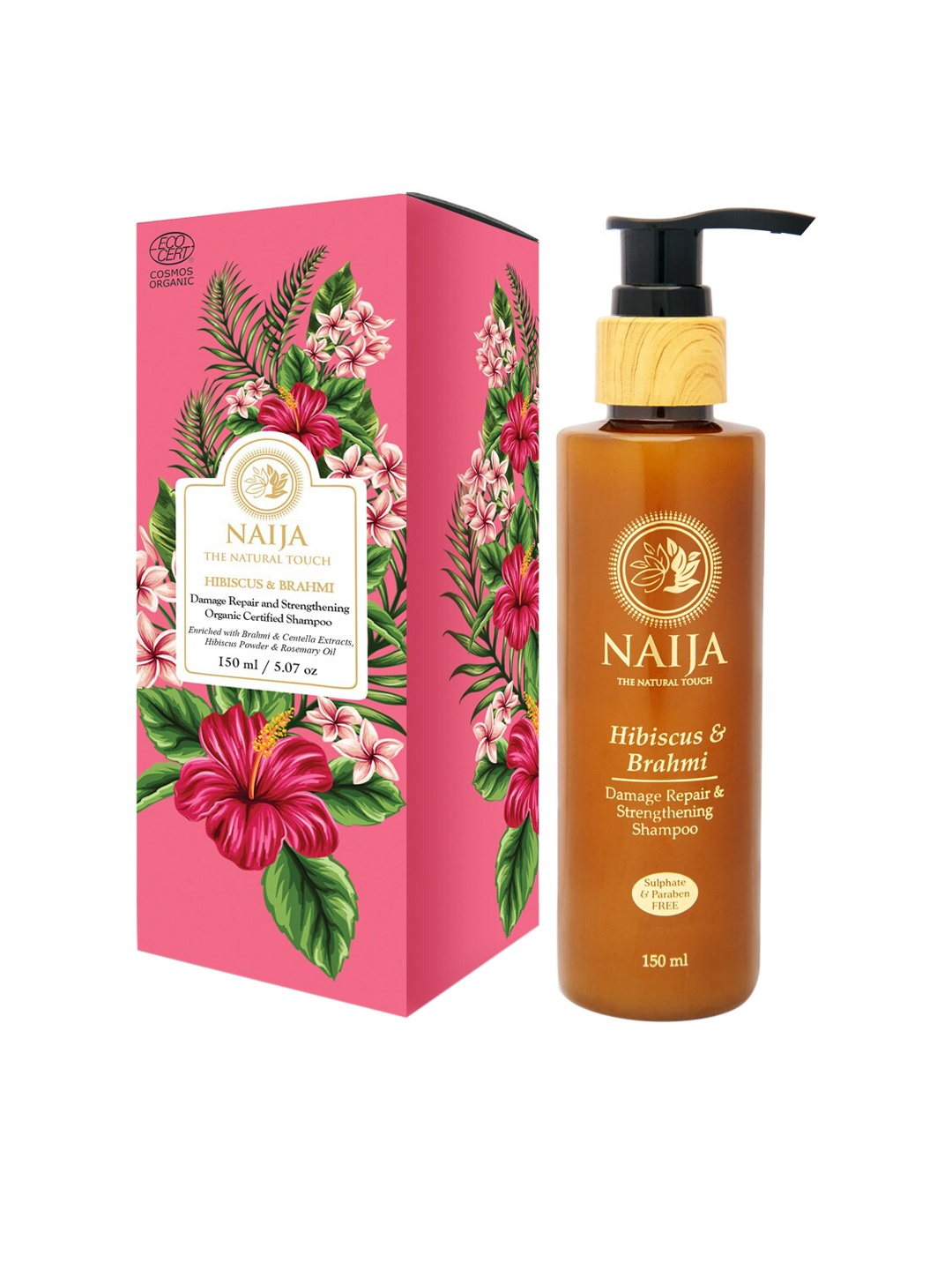 

NAIJA Organic Hibiscus and Brahmi Damage Repair & Strengthening Shampoo 150 ml, Orange
