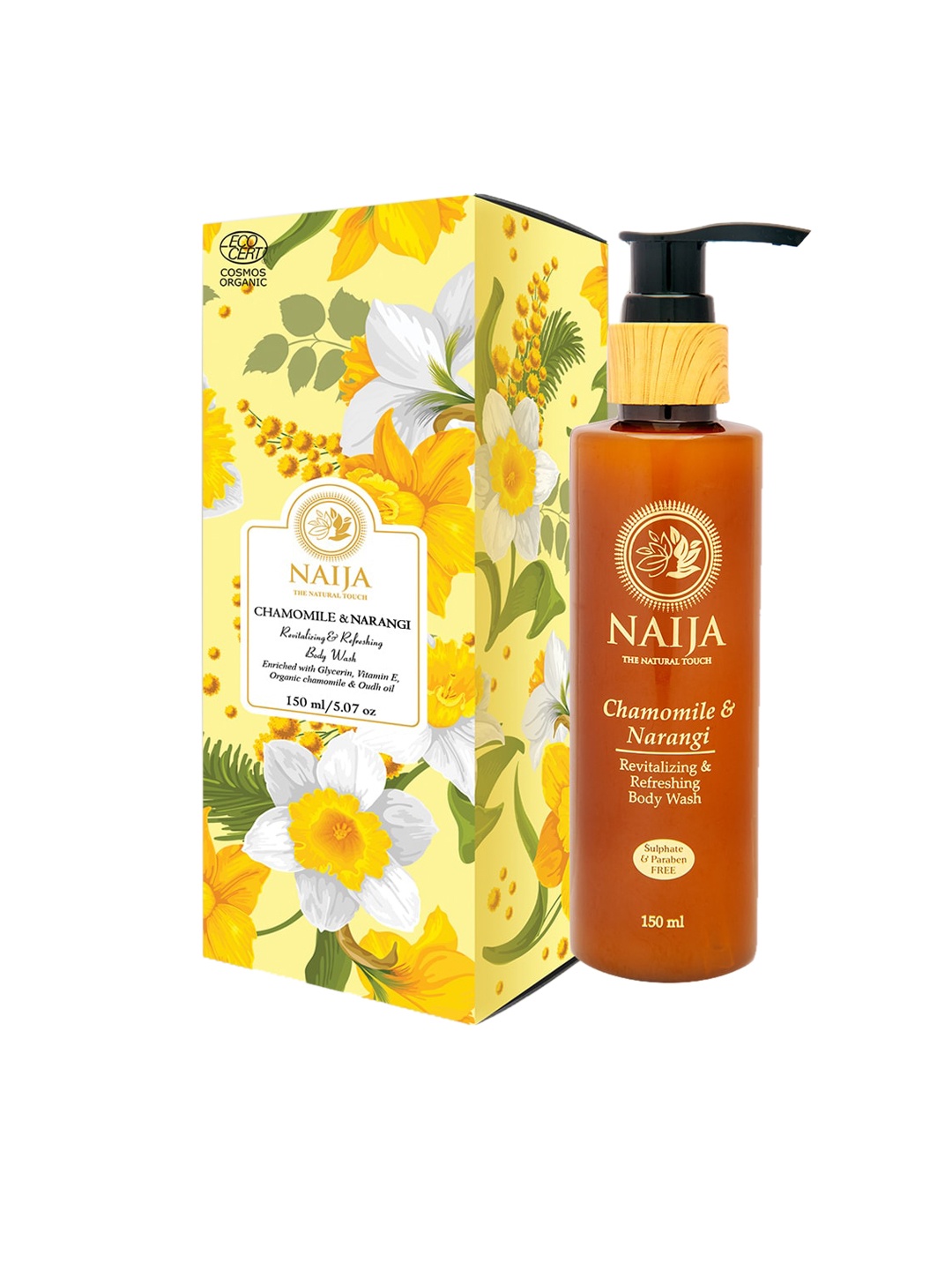 

NAIJA Organic Chamomile-Narangi Skin Brightening & Tan Removal Body Wash 150 ml, Orange