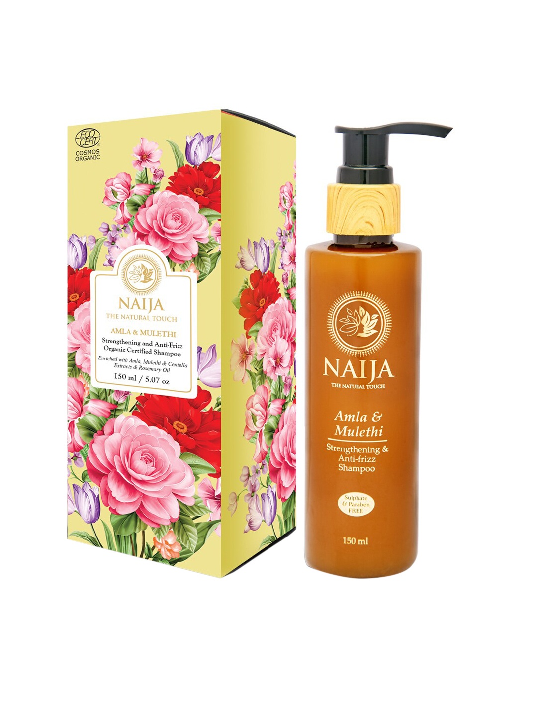 

NAIJA Organic Amla and Mulethi Strengthening & Anti-Frizz Shampoo 150 ml, Orange