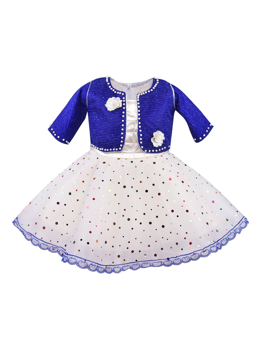 

Wish Karo White & Blue Layered Net Dress