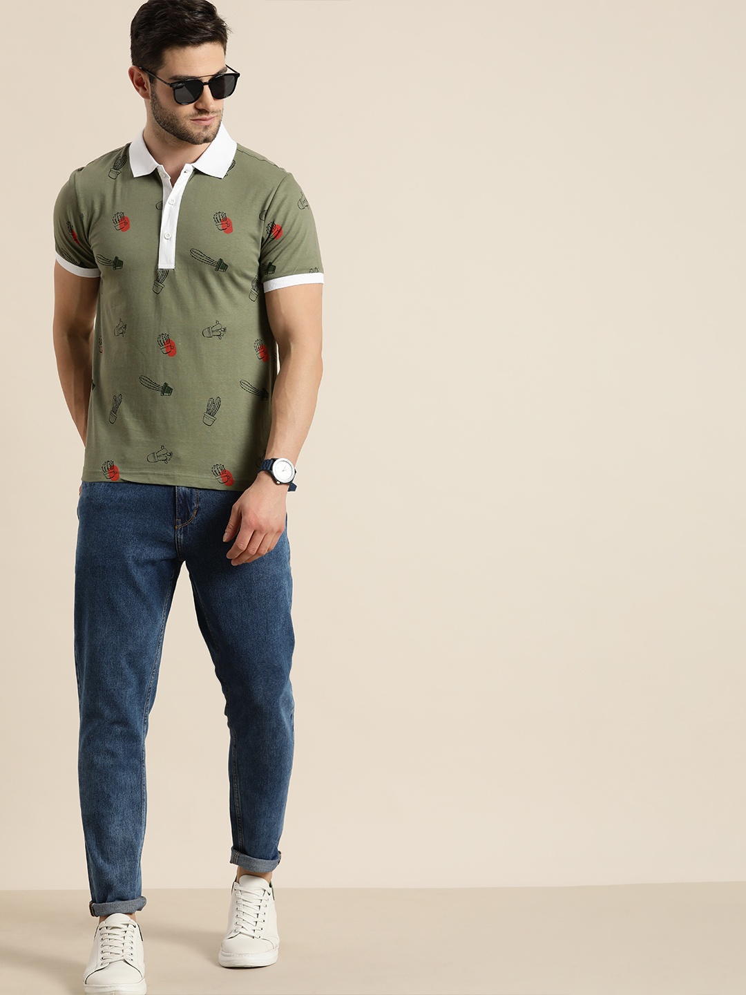 

Moda Rapido Men Printed Polo Collar T-shirt, Grey