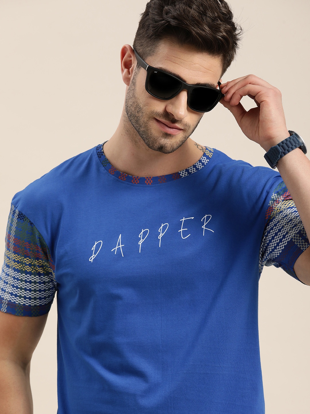 

Moda Rapido Men Blue & White Printed Longline T-shirt