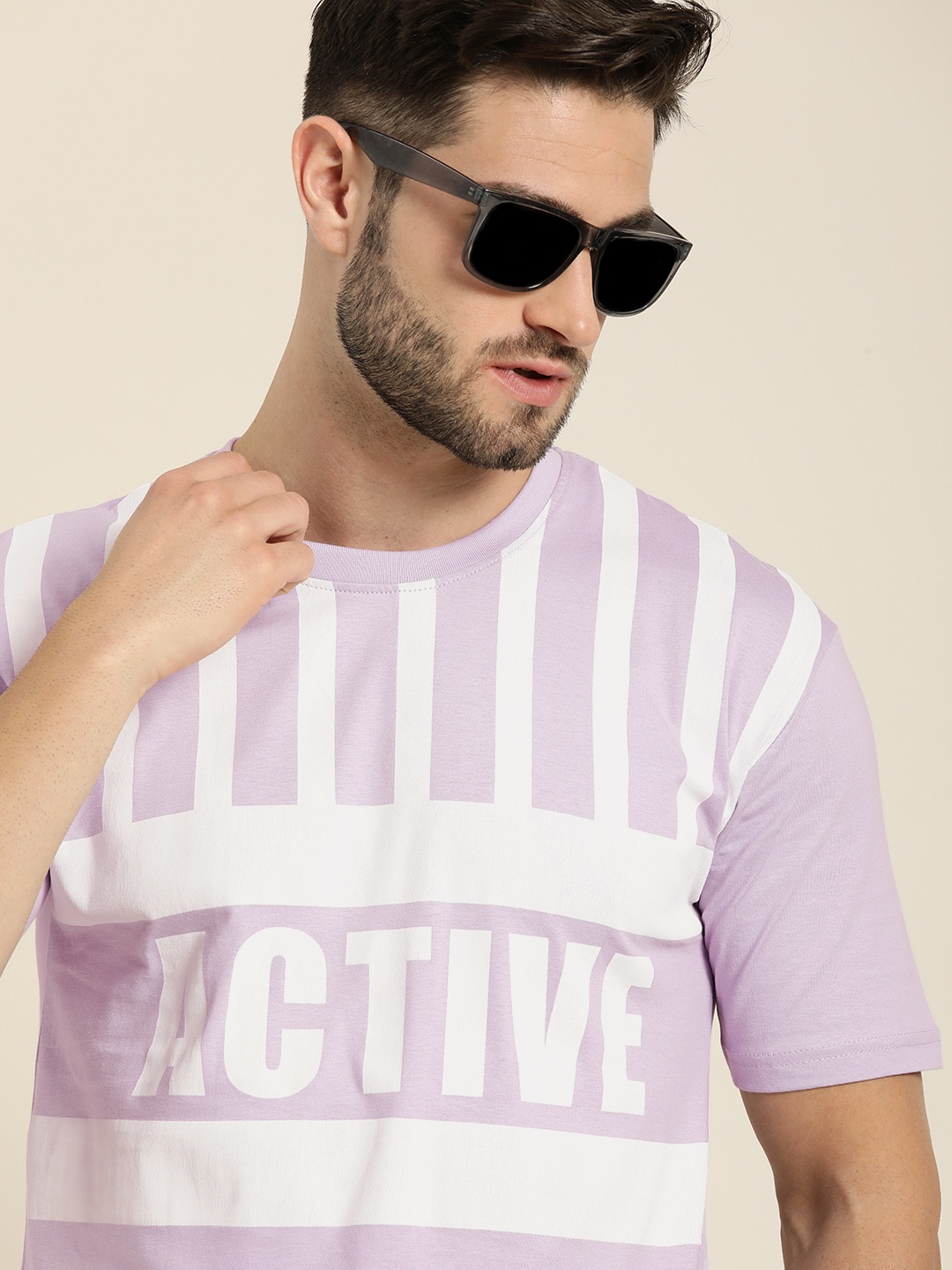 

Moda Rapido Men Purple & White Printed Longline T-shirt