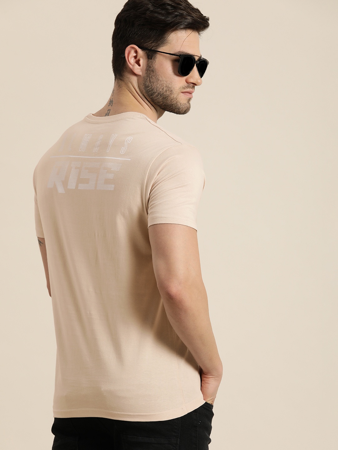 

Moda Rapido Men Peach-Coloured Typography Printed T-shirt