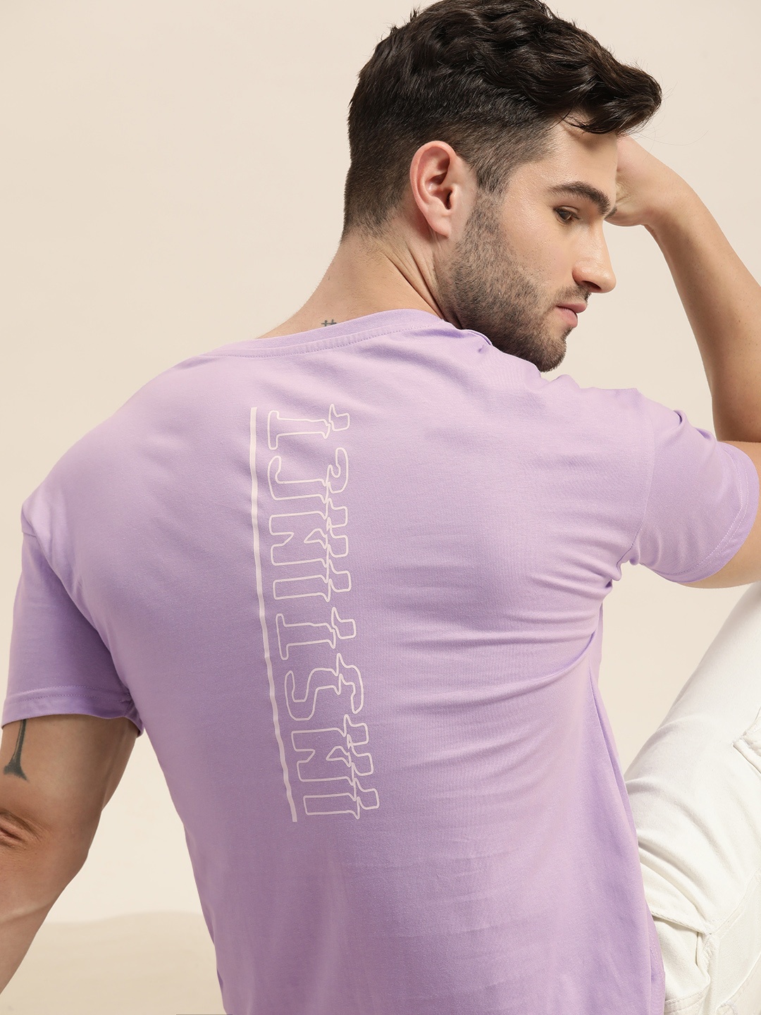 

Moda Rapido Men Lavender & White Printed T-shirt