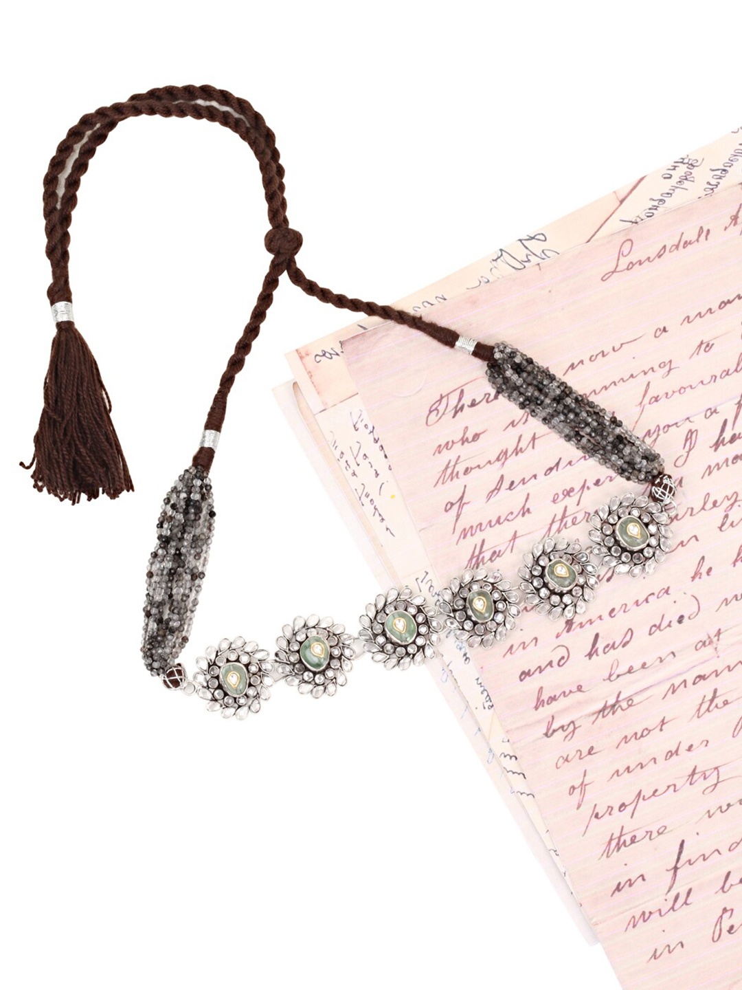 

SANGEETA BOOCHRA Silver-Toned & Black Silver Handcrafted Necklace