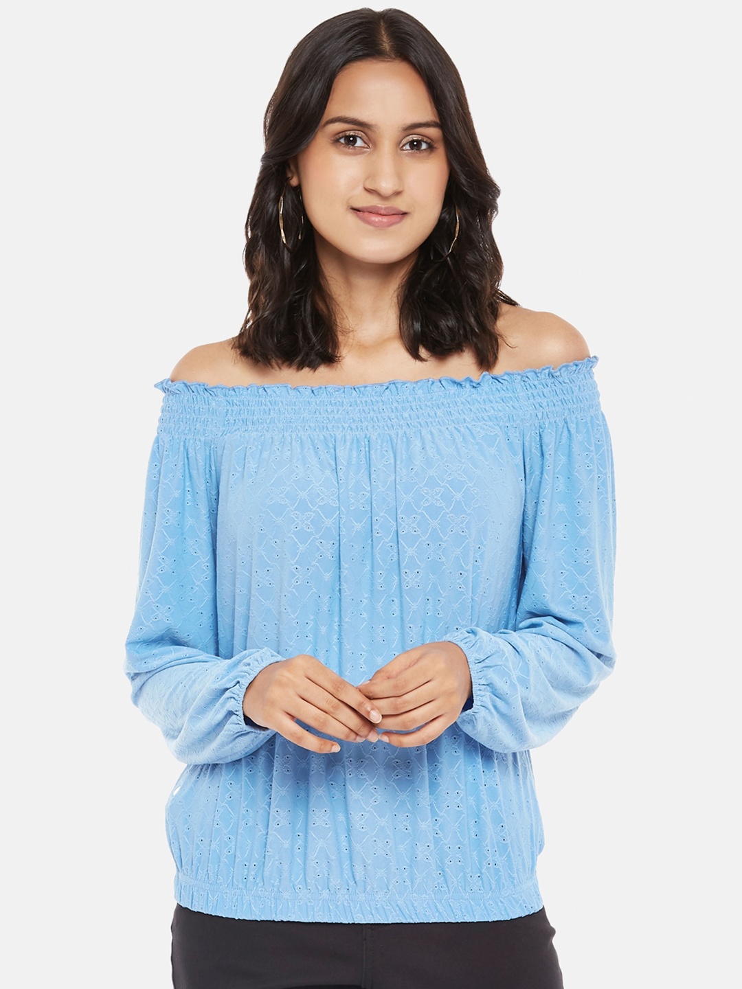 

Honey by Pantaloons Blue Off-Shoulder Bardot Top