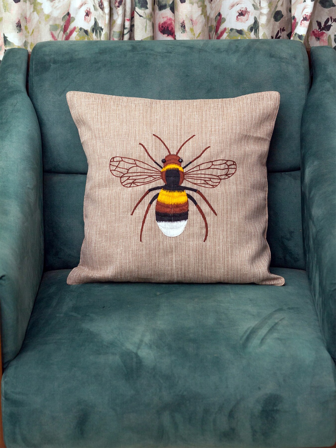 

BandBox Beige & Yellow Embroidered Square Cushion Covers