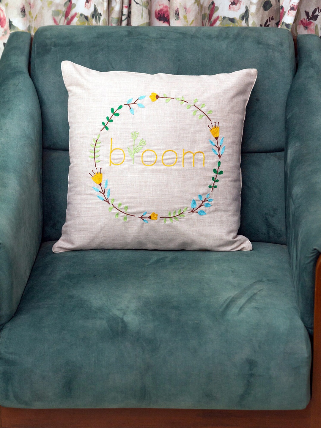 

BandBox Grey & Yellow Embroidered Square Cushion Covers