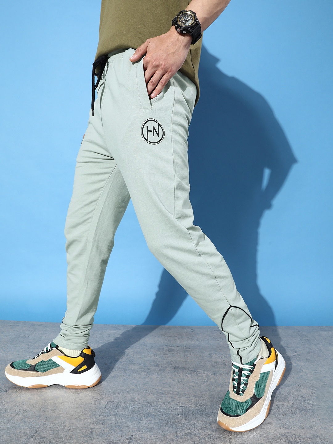 

HERE&NOW Men Light Grey Work To Lounge Pure Cotton Track Pants