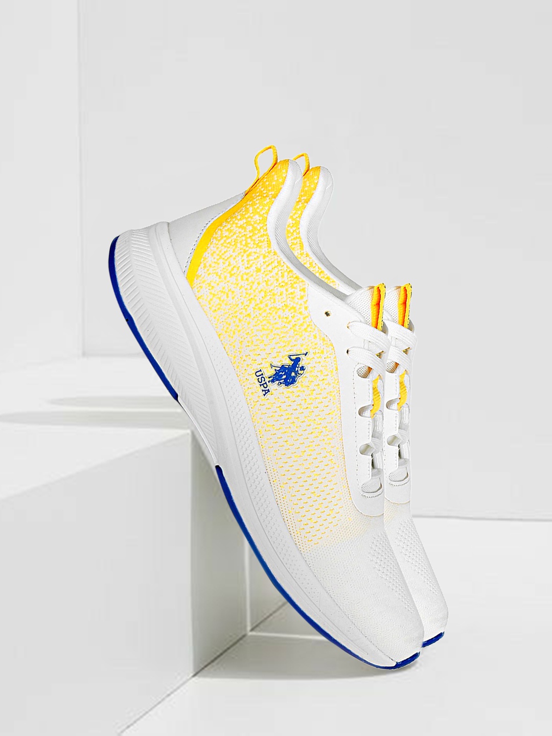 

U S Polo Assn Men Off White Textile Walking Shoes