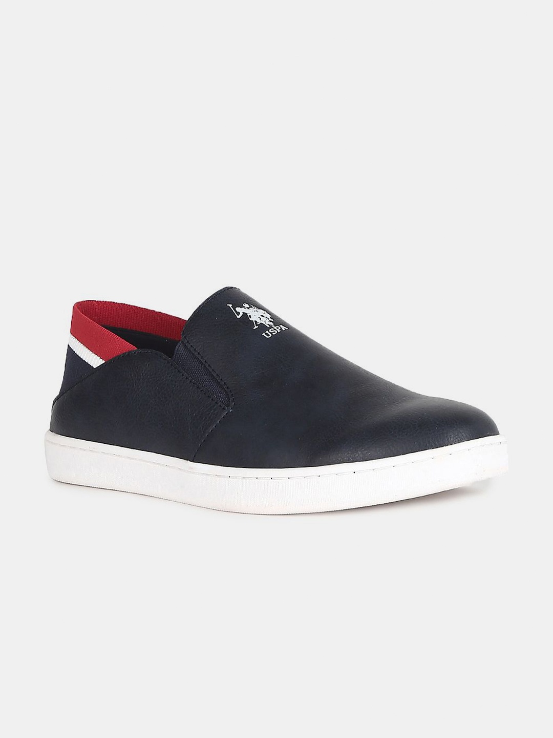 

U S Polo Assn Men vy Blue PU Slip-On Sneakers, Navy blue