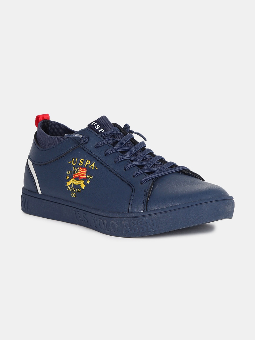 

U S Polo Assn Men Navy Blue Printed PU Sneakers