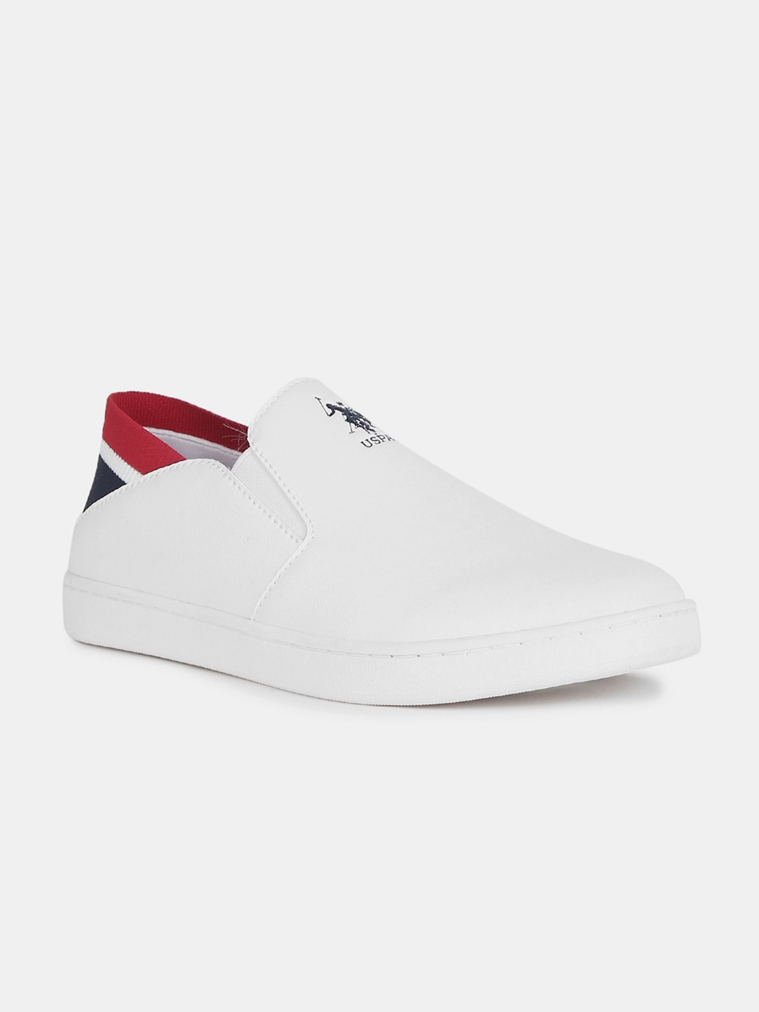 

U S Polo Assn Men Off White PU Slip-On Sneakers