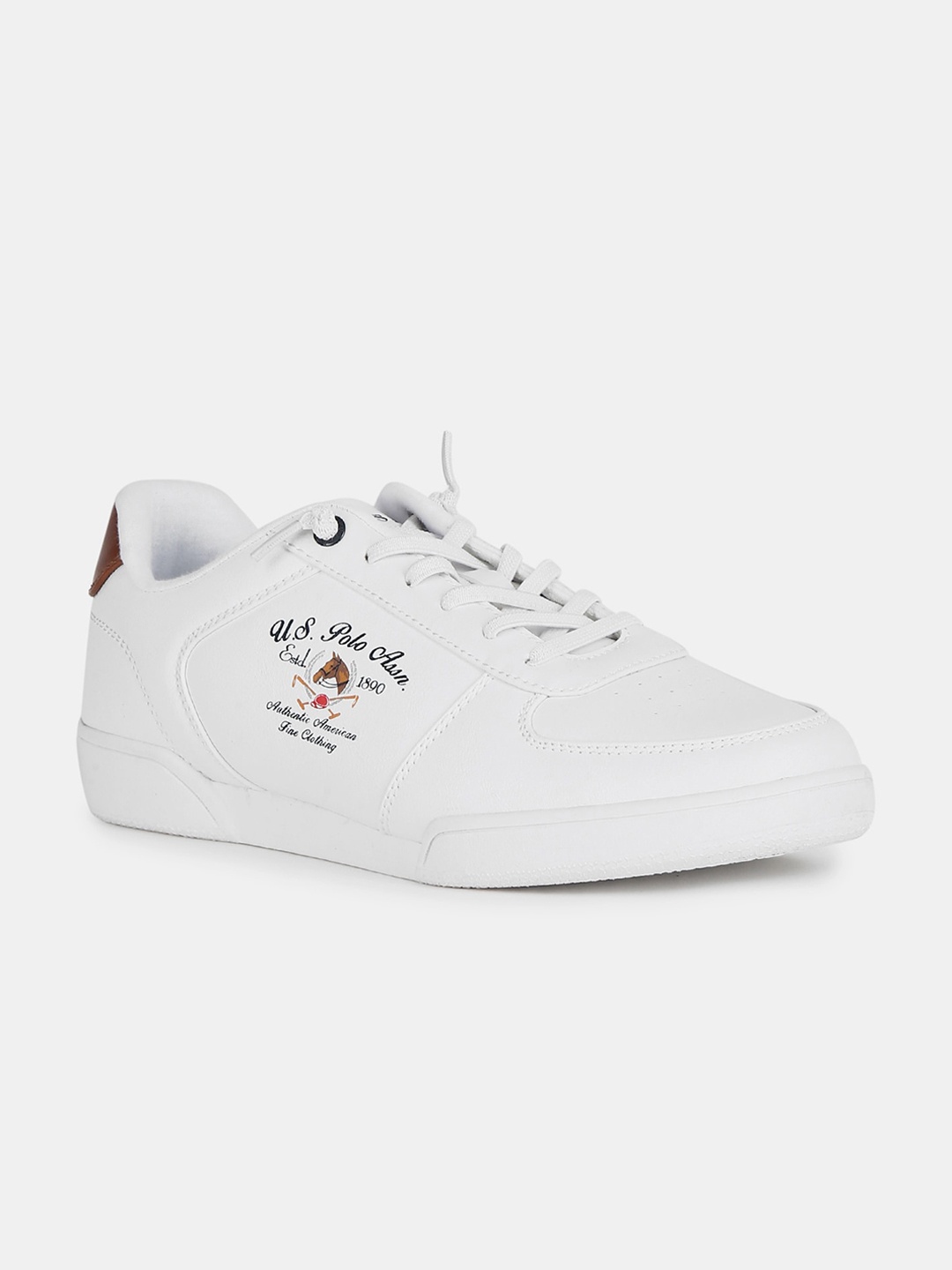 

U S Polo Assn Men Off White Woven Design PU Sneakers