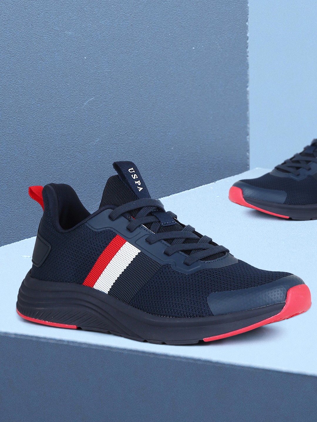

U S Polo Assn Men Navy Blue Textile Walking Shoes