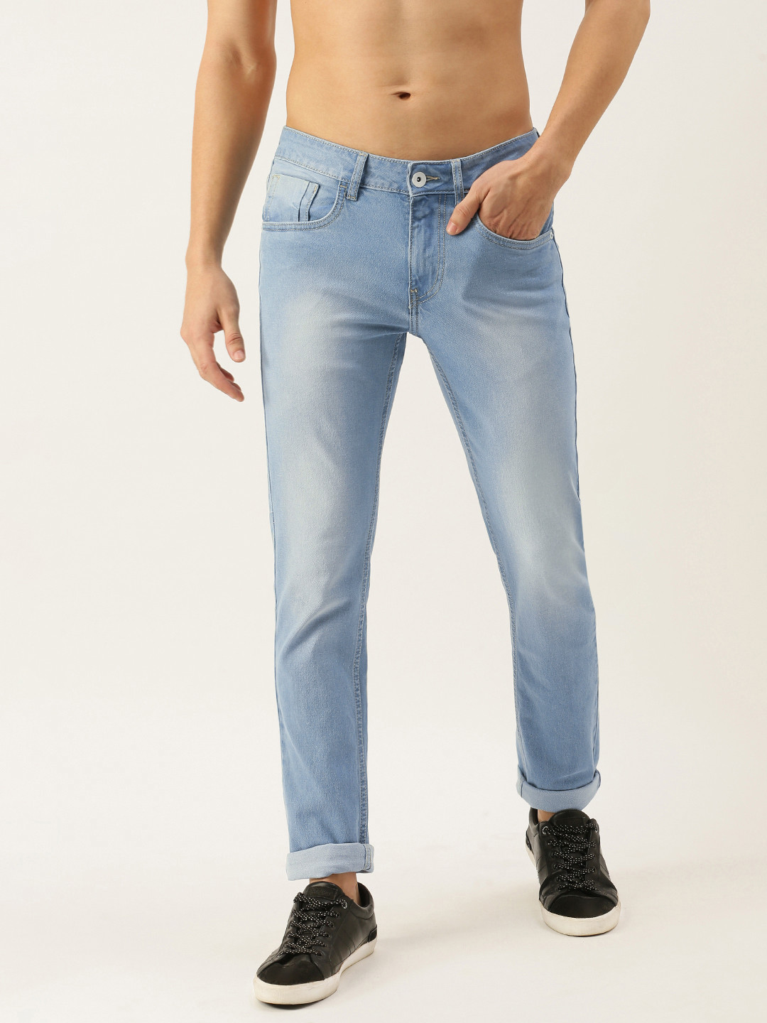 

Flying Machine Men Blue Skinny Fit Low-Rise Heavy Fade Stretchable Jeans