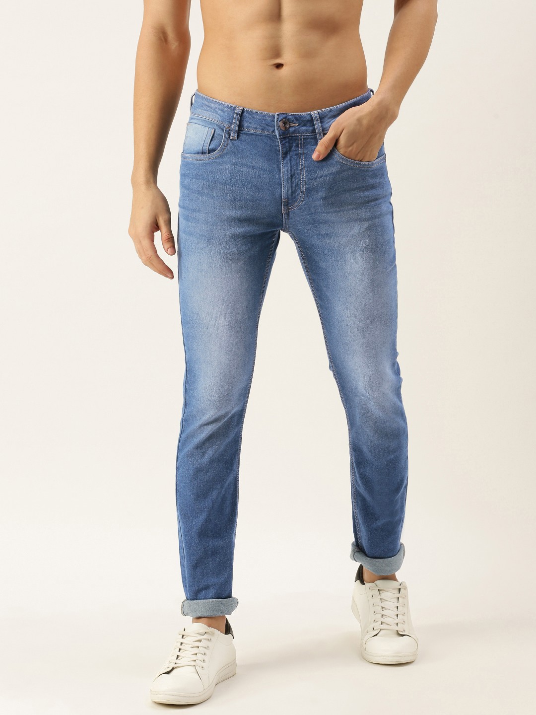 

Flying Machine Men Blue Slim Tapered Fit Heavy Fade Stretchable Jeans