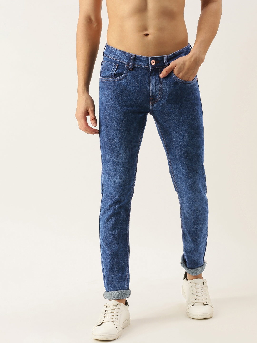 

Flying Machine Men Blue Skinny Fit Low-Rise Light Fade Stretchable Jeans