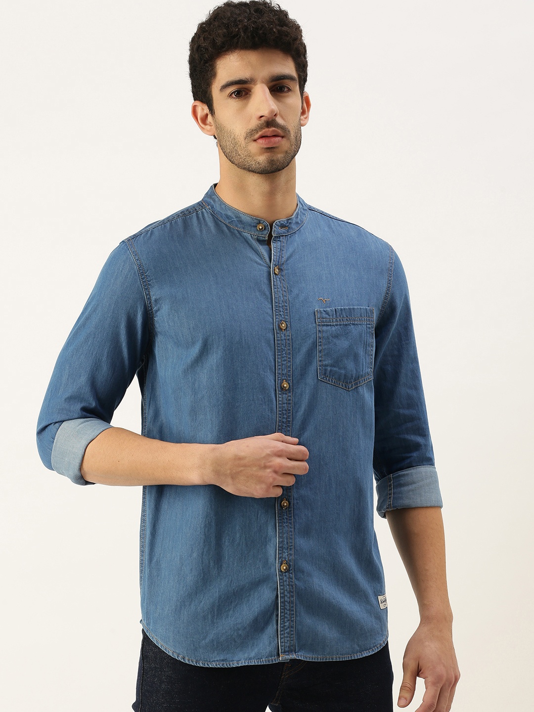 

Flying Machine Men Med Indigo Slim Fit Opaque Casual Shirt, Blue