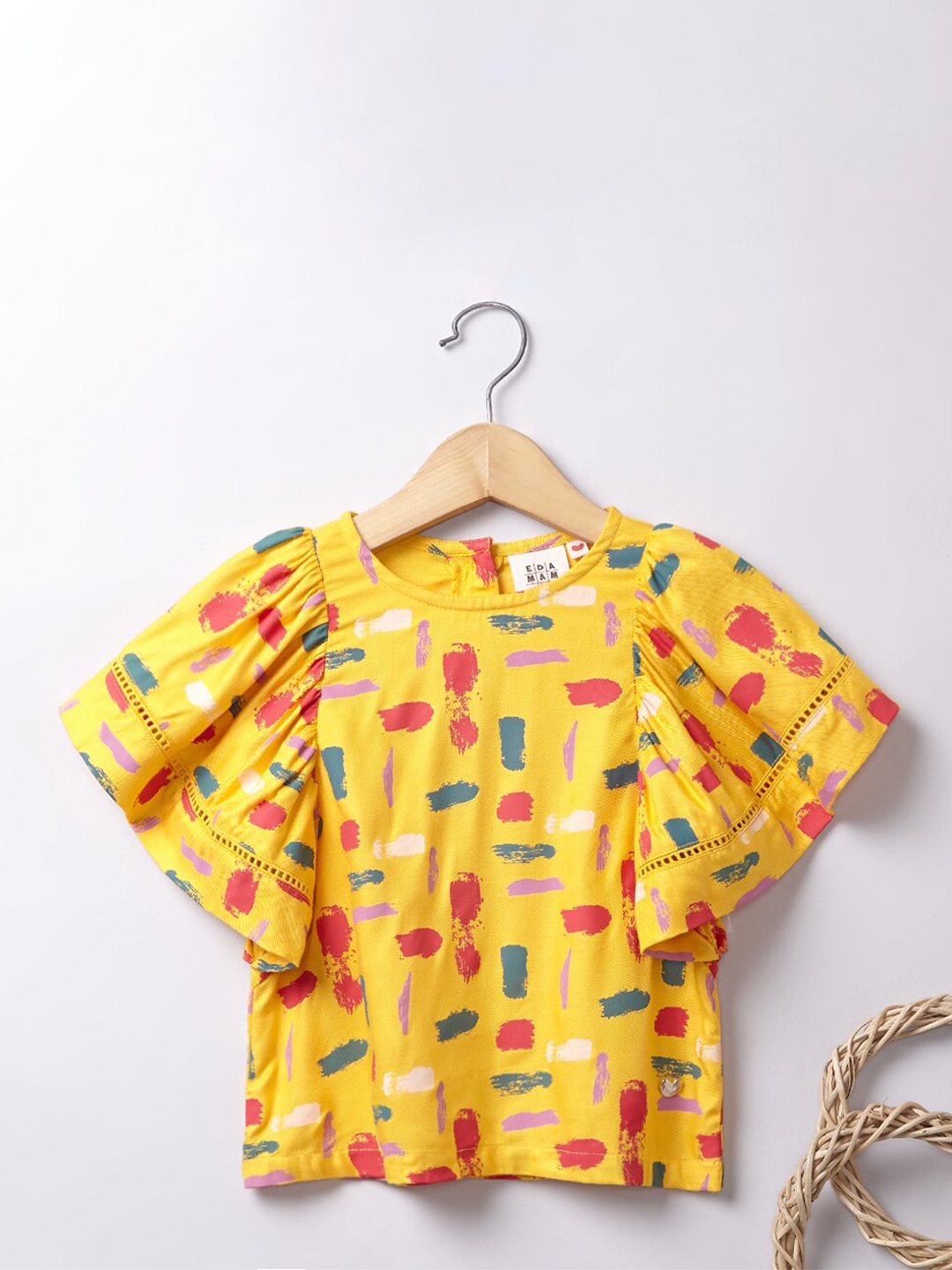 

Ed-a-Mamma Girls Yellow & Red Printed Top