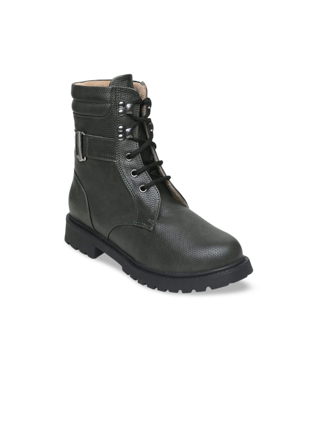 

VALIOSAA Women Olive Green High-Top Block Heeled Boots