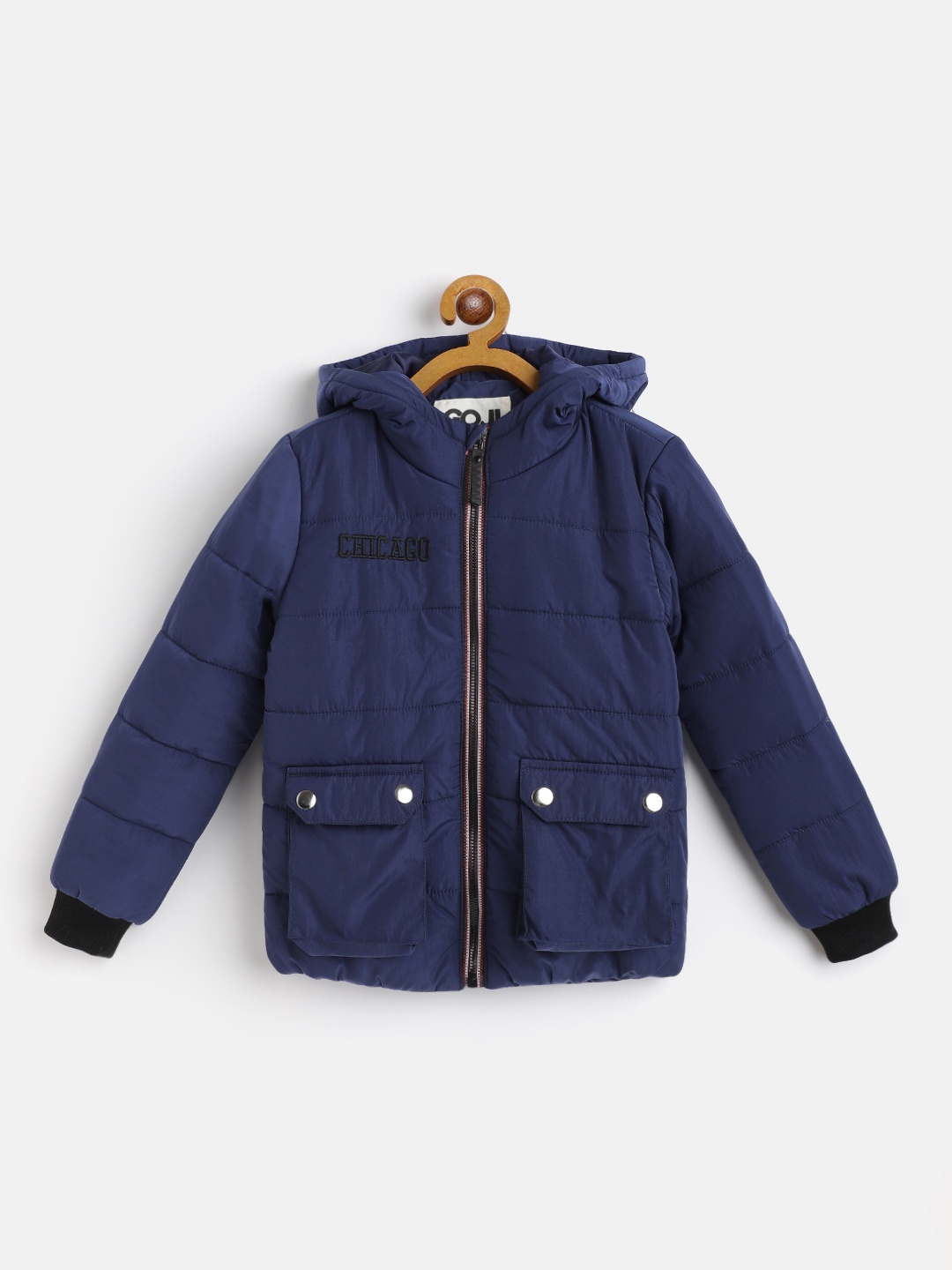 

GOJI Boys Navy Blue Water Resistant Hooded Padded Jacket