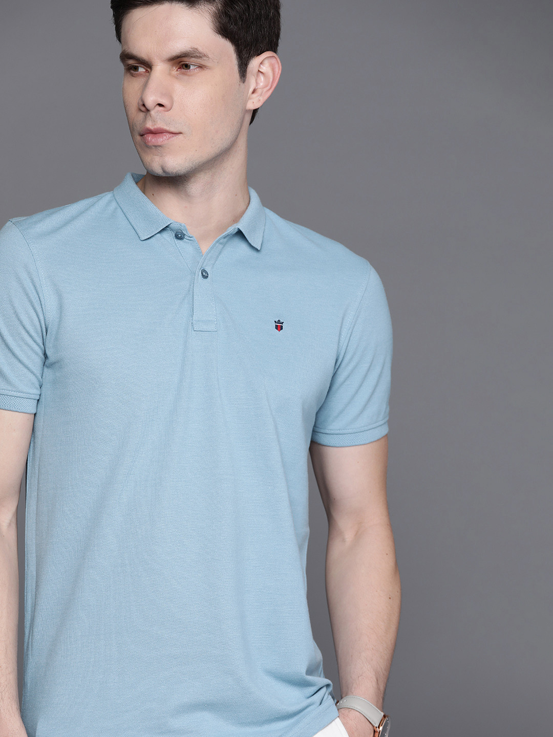 

Louis Philippe Sport Men Blue Polo Collar Slim Fit T-shirt