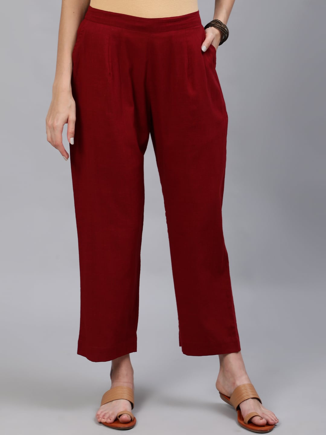 

Anubhutee Women Maroon Parallel Trousers