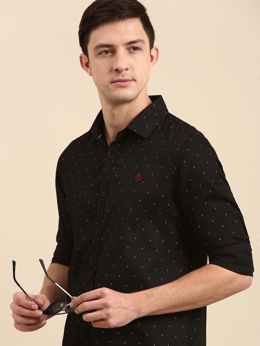 

Being Human Men Black Printed Slim Fit Pure Cotton Casual Shirt