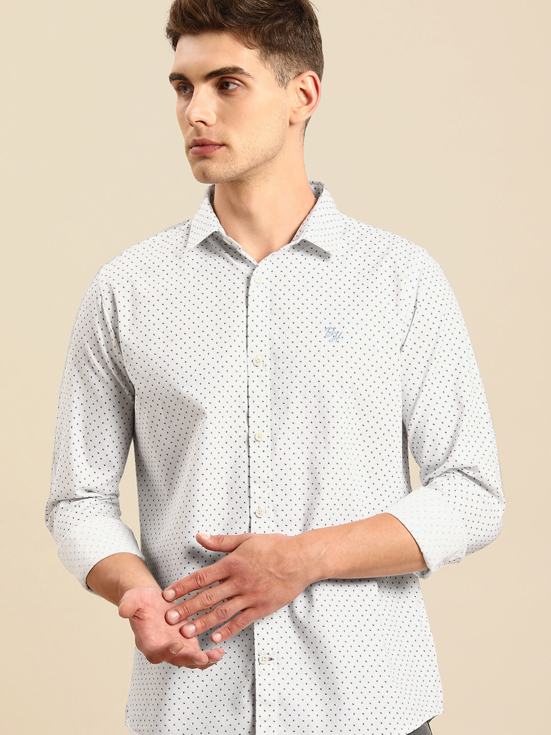 

Being Human Men White & Blue Slim Fit Printed Casual Shirt