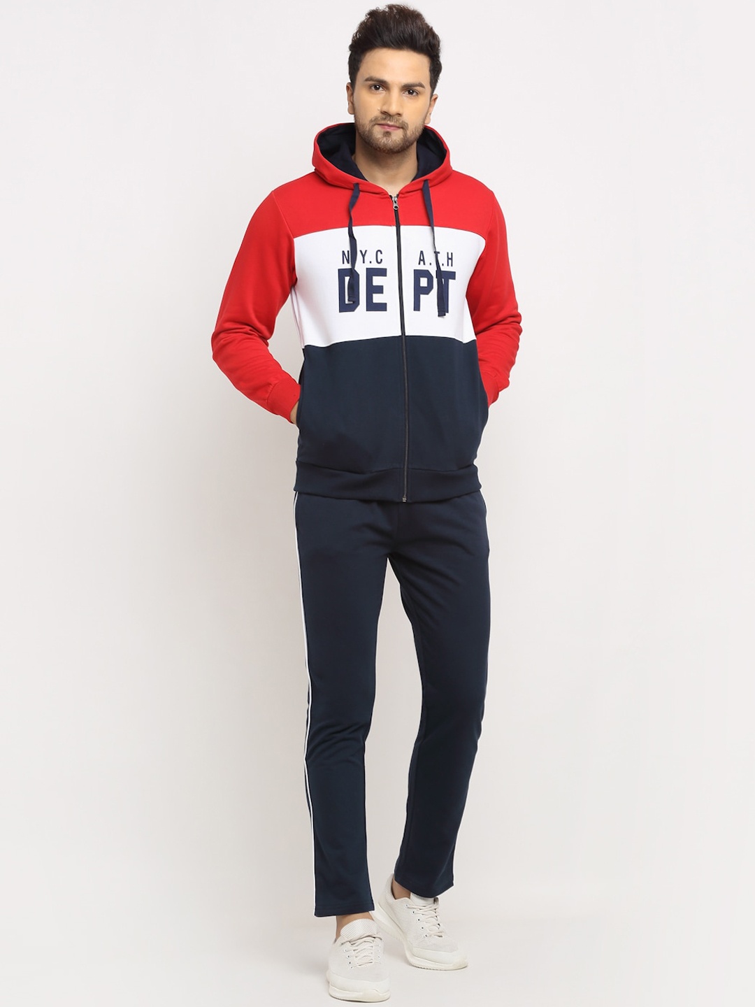 

Wild West White & Red Colourblocked Hooded Tracksuit