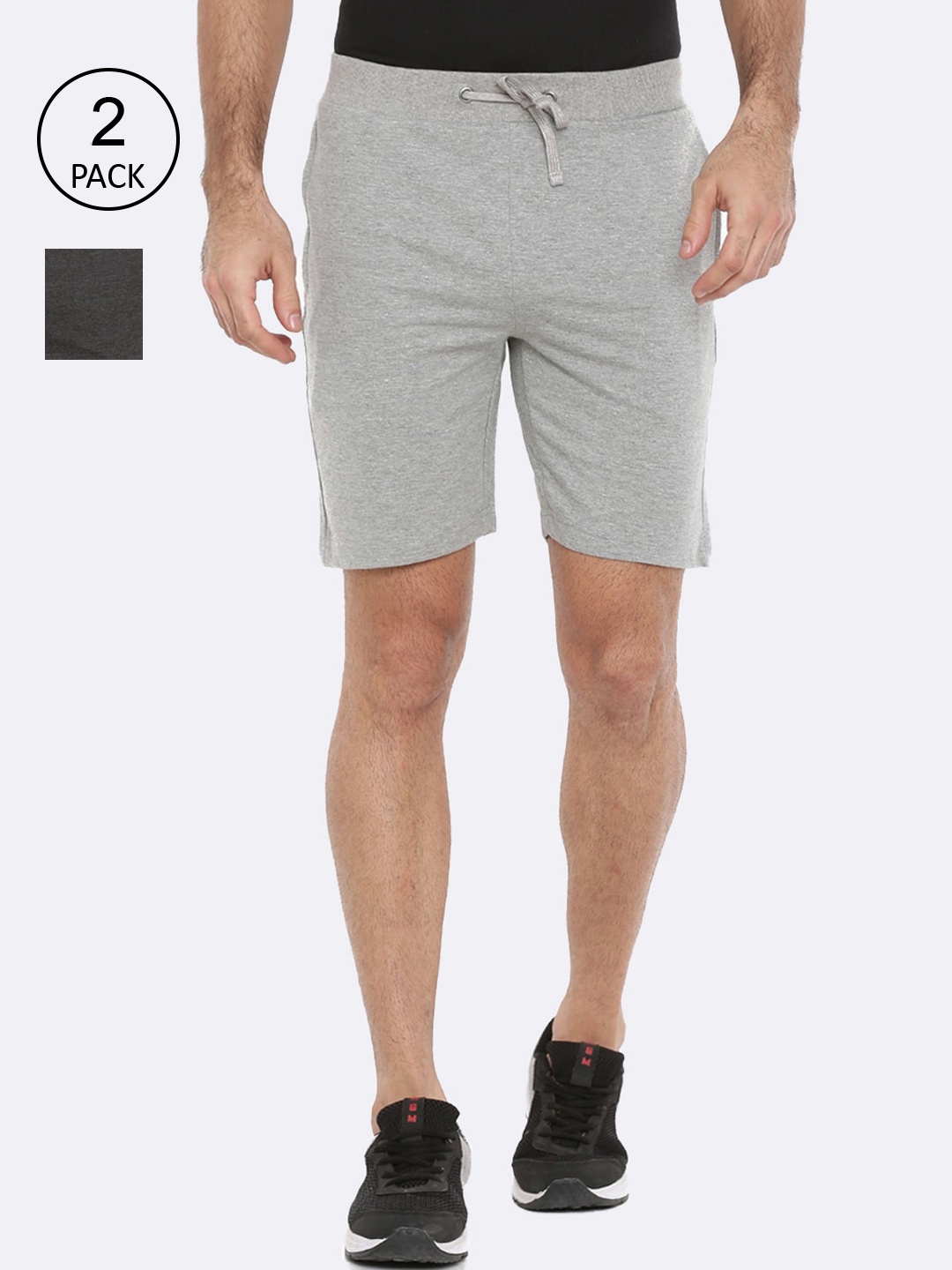 

Force NXT Men Solid Pack of 2 Super Combed Cotton Bermuda, Grey