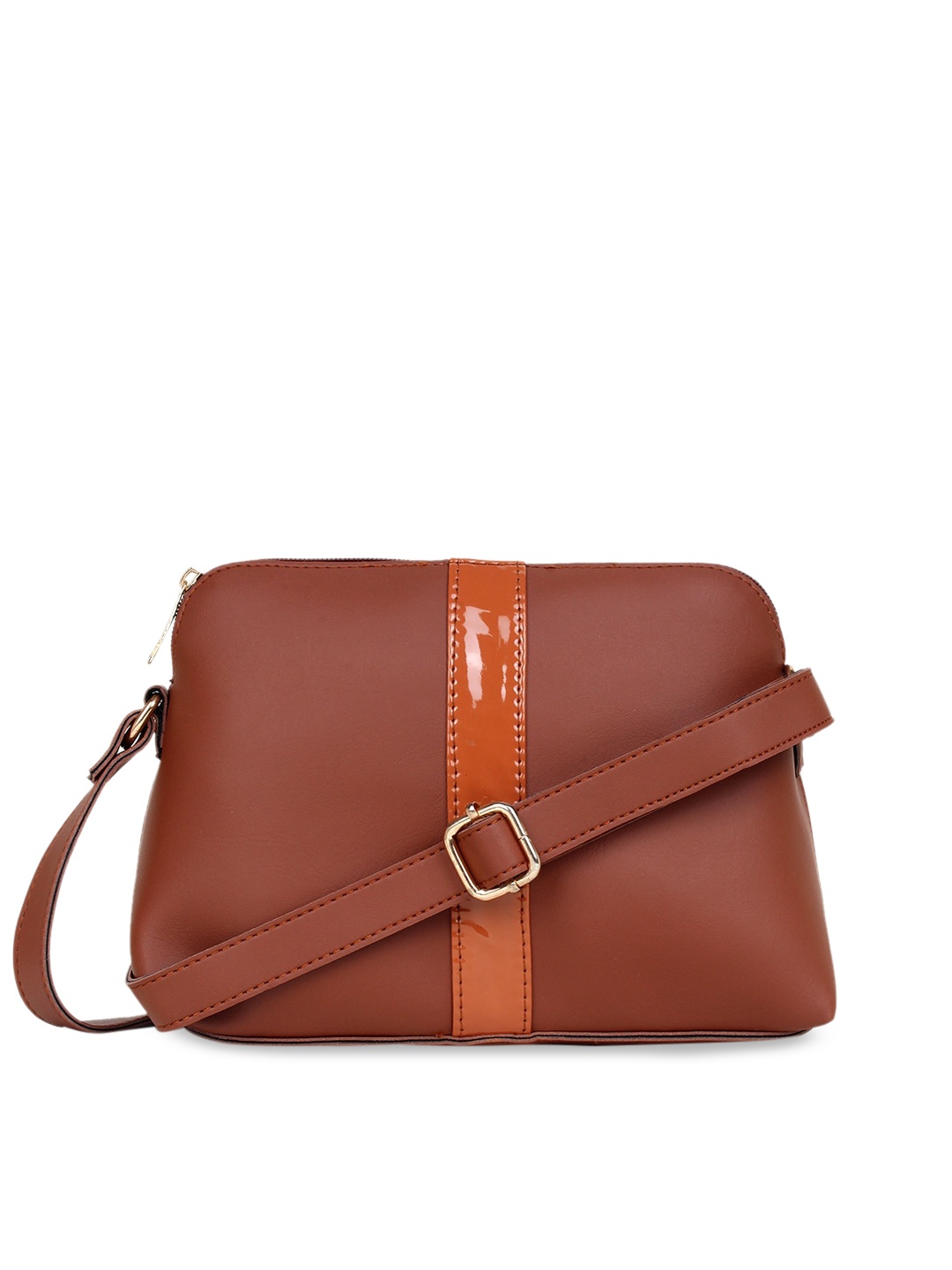 

yelloe Brown Structured Sling Bag