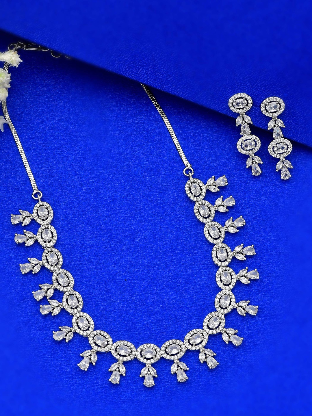 

Shoshaa Women Silver-Plated CZ-Studded Jewellery Set