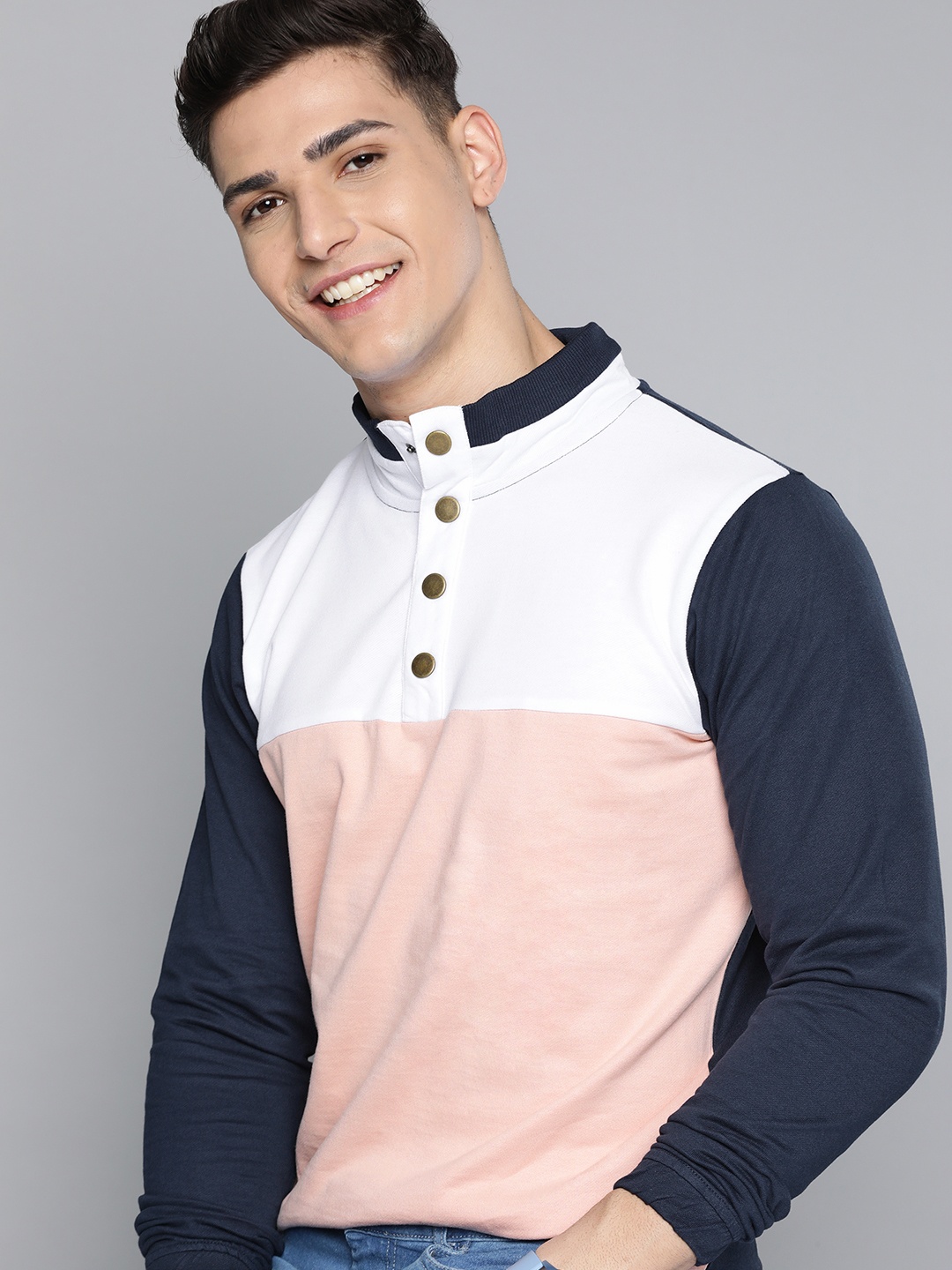 

Mast & Harbour Men Pink Colourblocked Sweatshirt