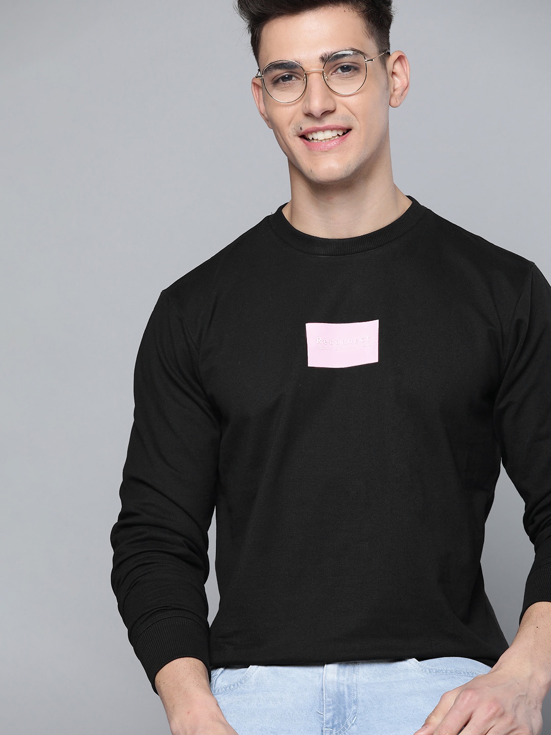 

Mast & Harbour Men Black Pure Cotton Printed Sweatshirt