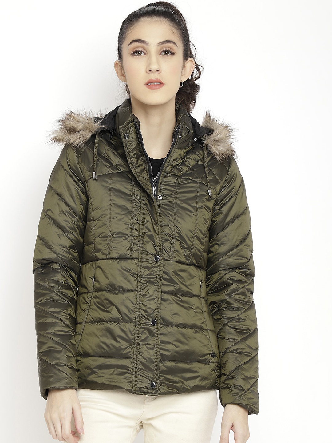 

LURE URBAN Women Olive Green Padded Jacket