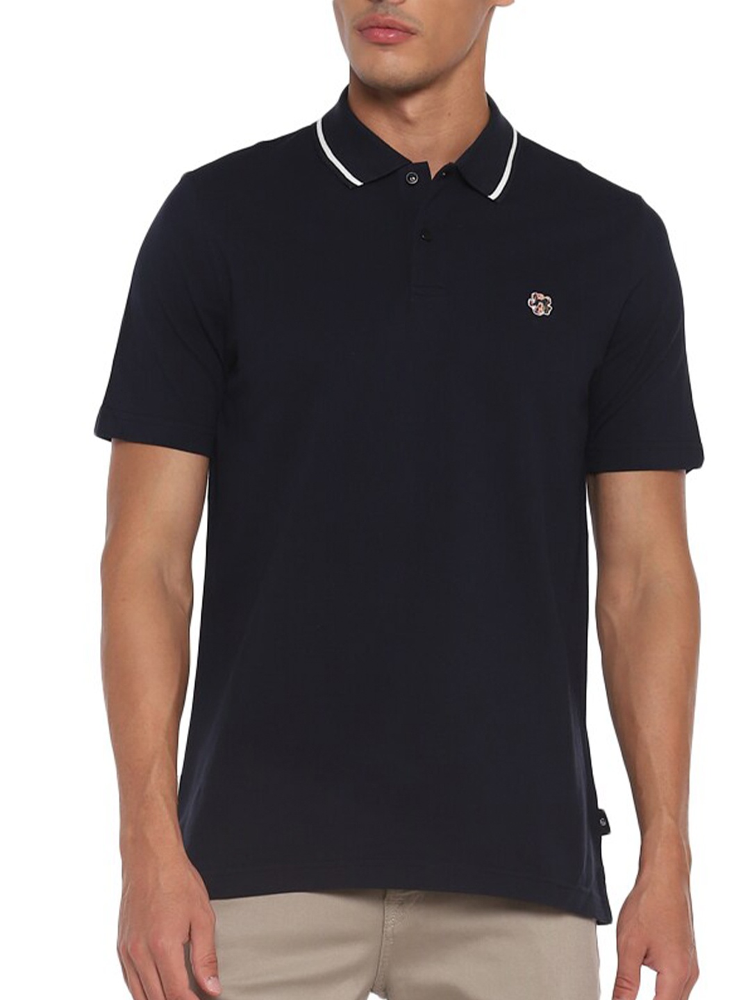 

Ted Baker Men Navy Blue Polo Collar Slim Fit T-shirt