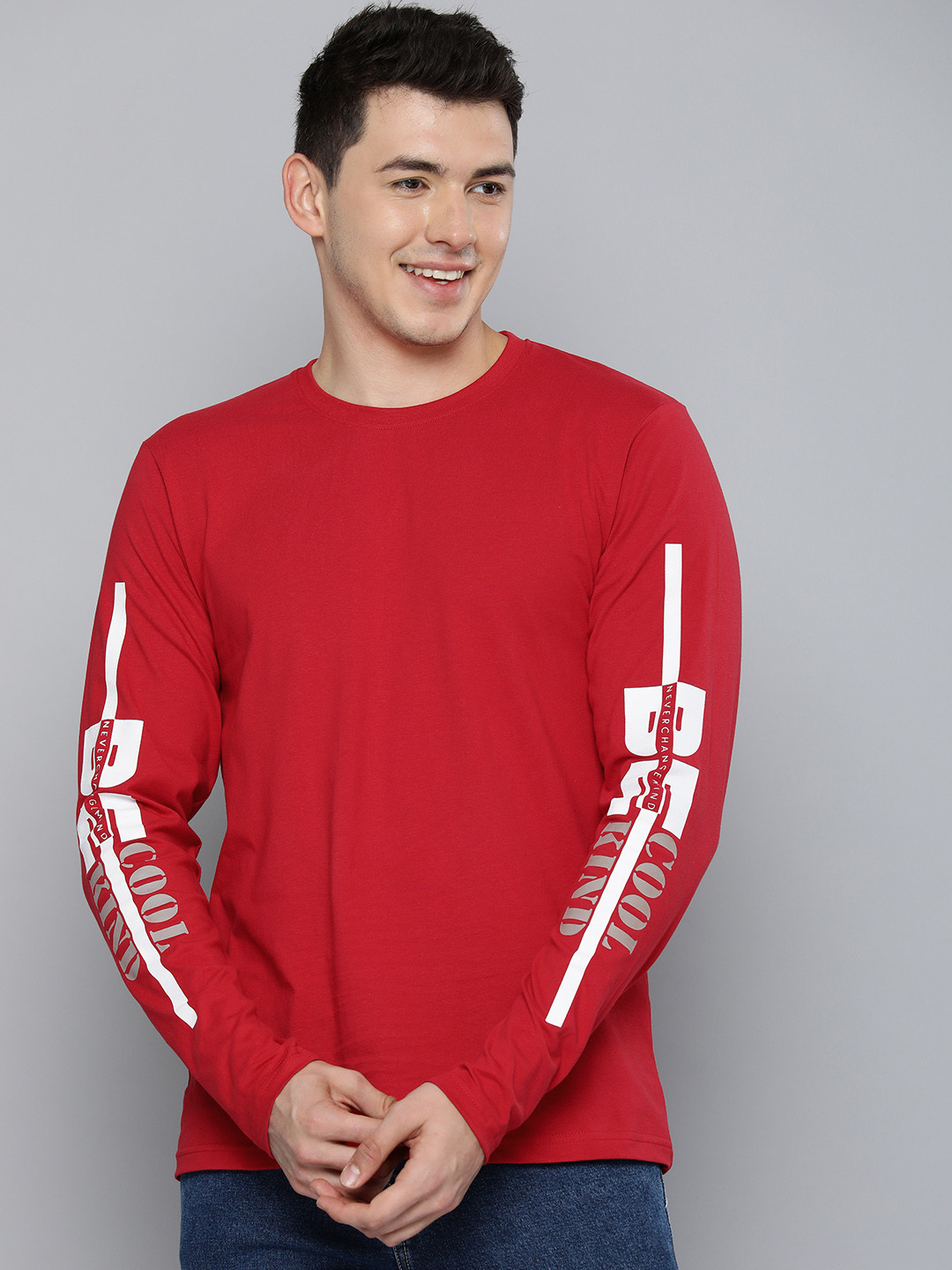 

HERE&NOW Men Red & White Printed T-shirt