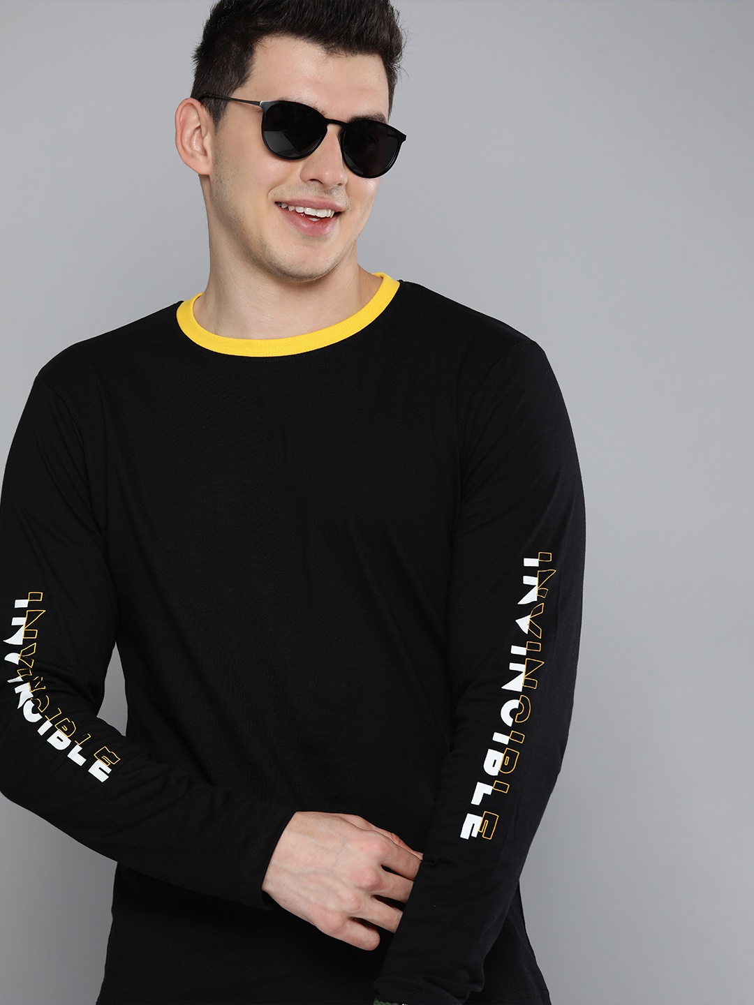 

HERE&NOW Men Black Typography Printed Casual T-shirt