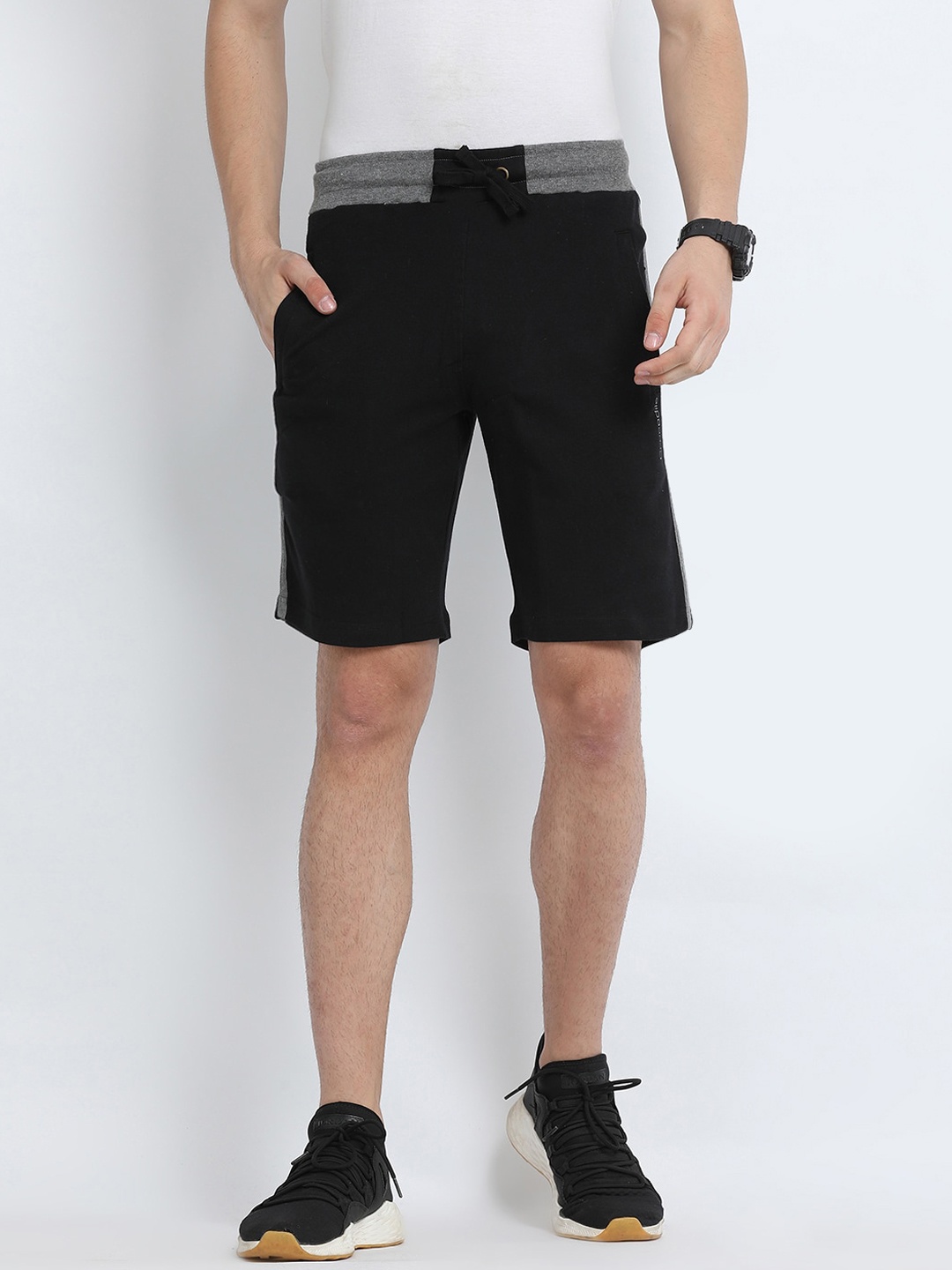 Crocodile Men Black Slim Fit Outdoor Sports Shorts