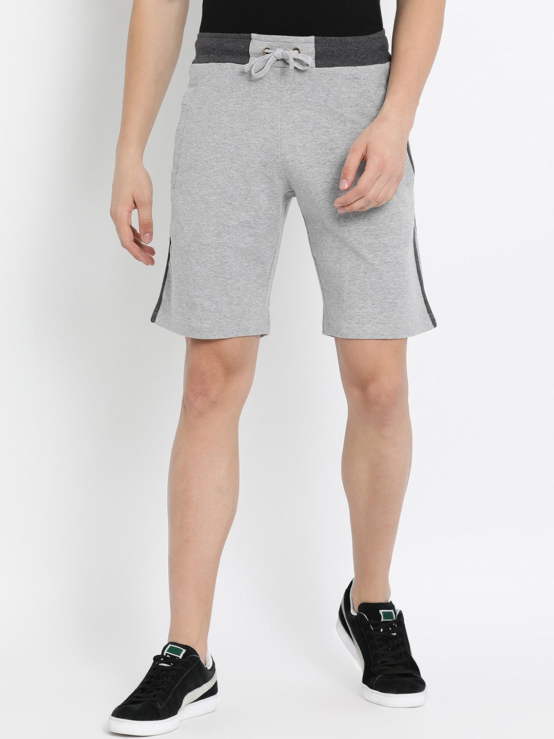 

Crocodile Men Grey Slim Fit Outdoor Cotton Sports Shorts