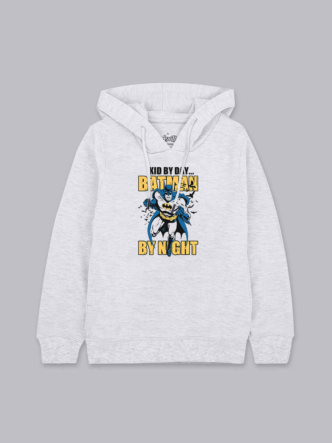 

Kids Ville Boys Grey Batman Printed Hooded Sweatshirt