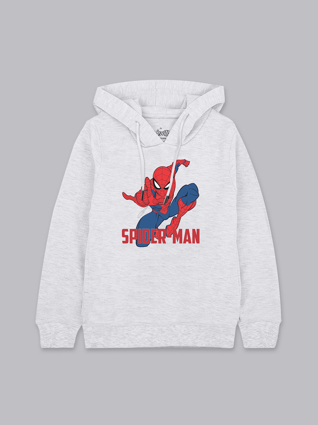 

Kids Ville Boys Grey Spiderman Printed Hooded Sweatshirt