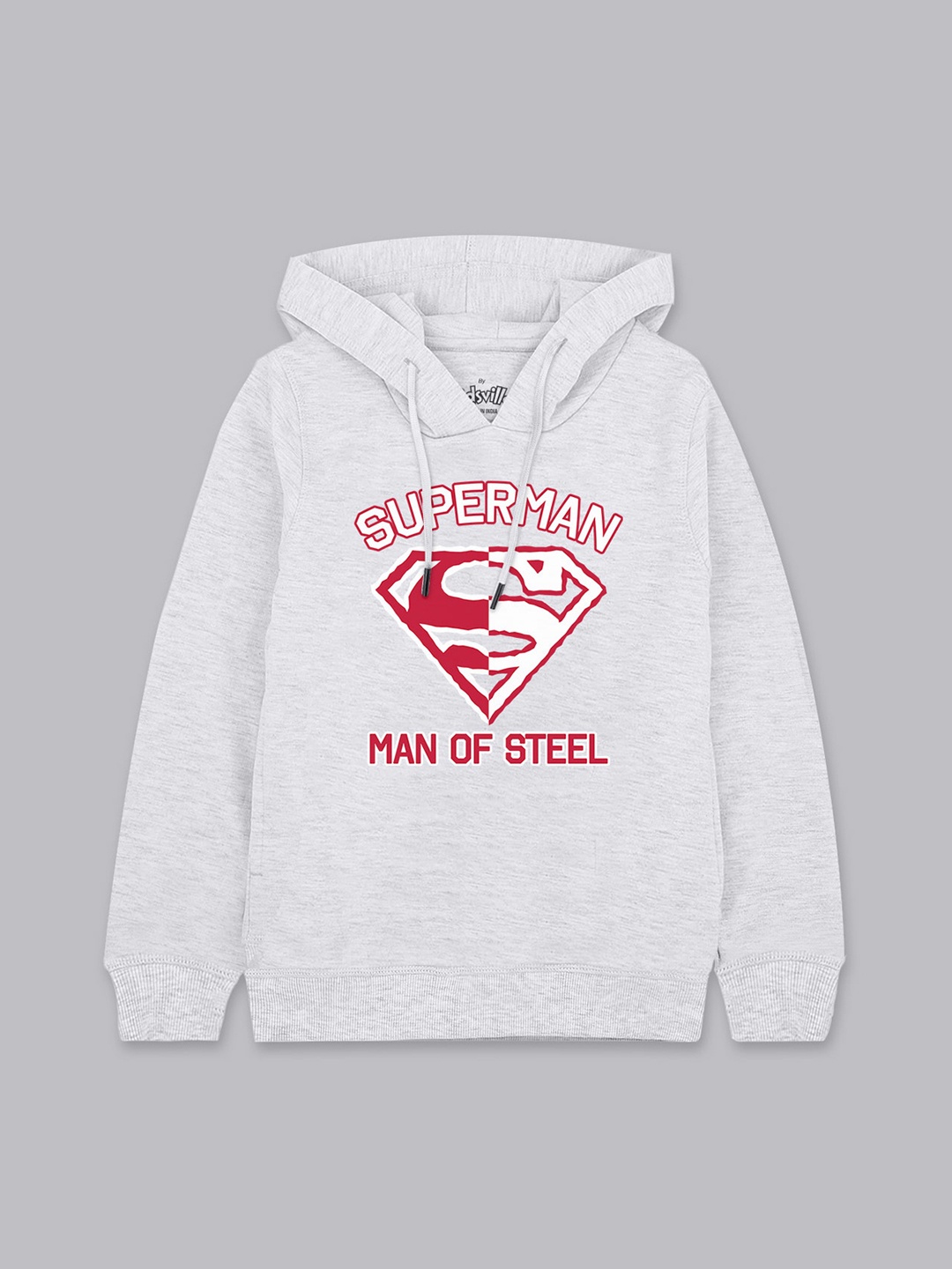 

Kids Ville Boys Grey Superman Printed Hooded Sweatshirt
