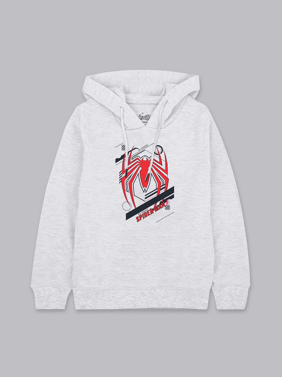 

Kids Ville Boys Grey Spiderman Printed Hooded Sweatshirt