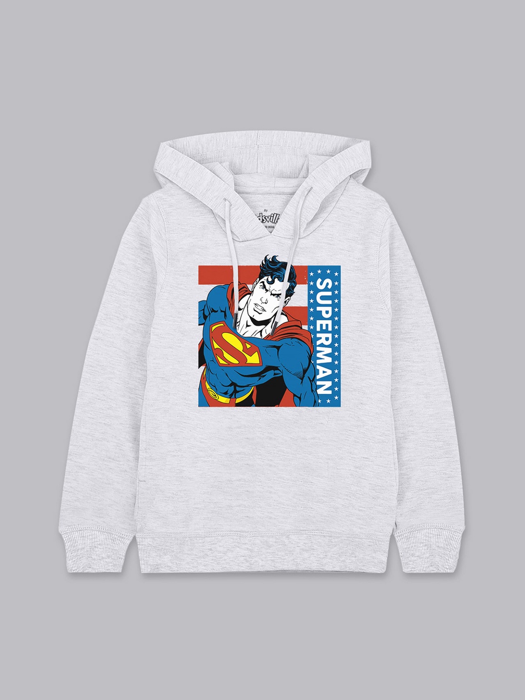

Kids Ville Boys Grey Superman Printed Hooded Sweatshirt