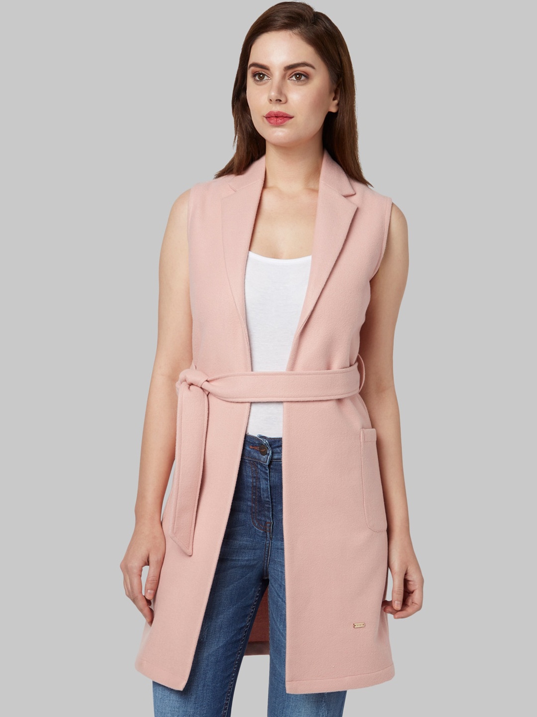 

Park Avenue Woman Beige Longline Open Front Jacket