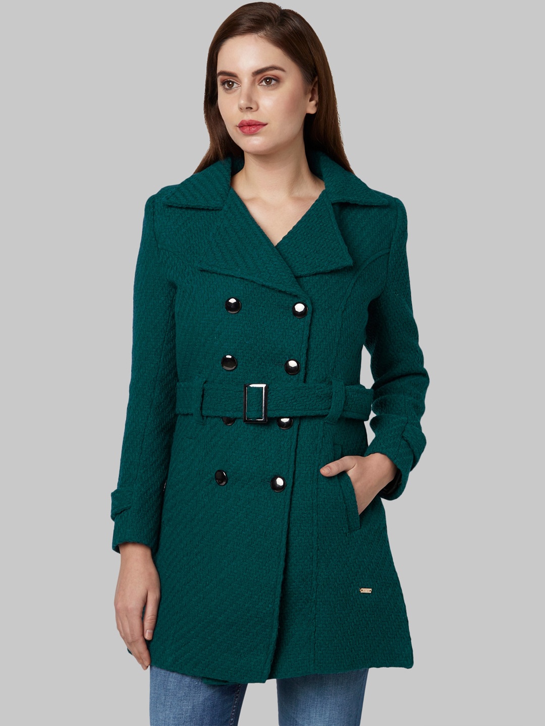 

Park Avenue Woman Women Green Acrylic Longline Tailored Jacket